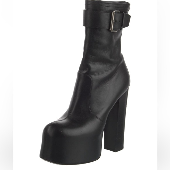 Saint Laurent Leather Platform Booties - Picture 1 of 5